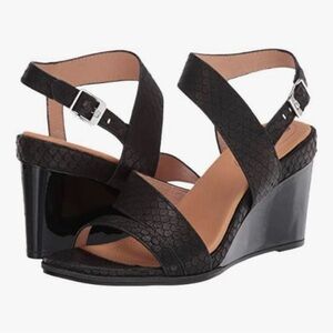 Corso Como Nashila Snake Embossed Leather Wedge Sandals Size 8M